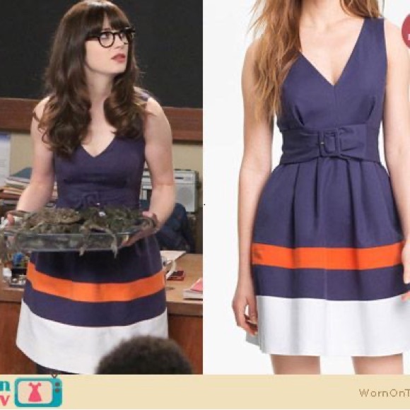 Kate Spade Navy and Orange Belted Dress - Picture 2 of 12